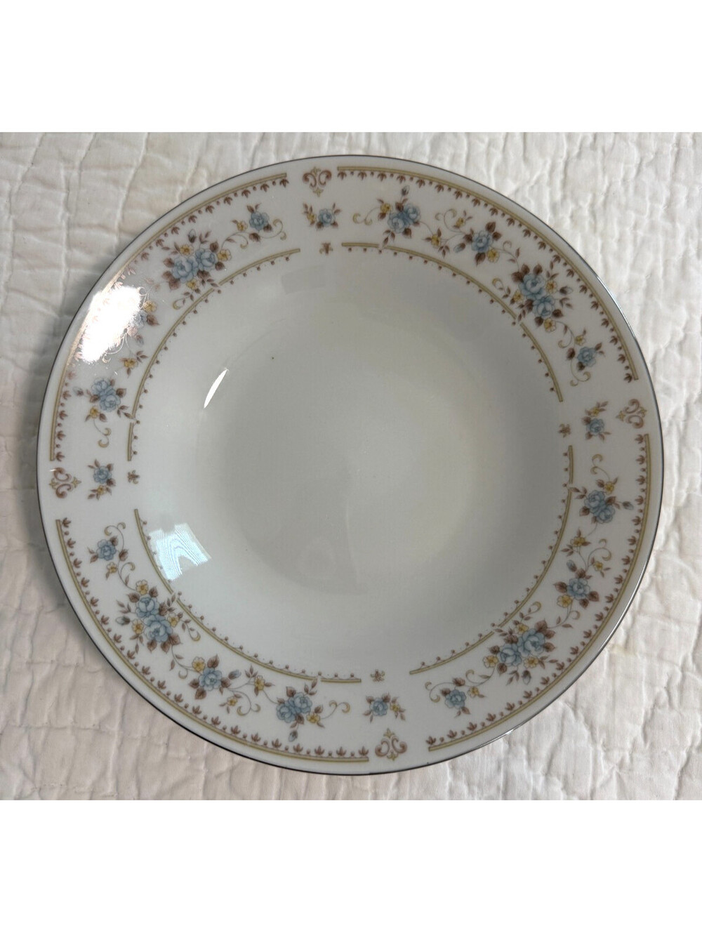 Dynasty China Dorchester Soup Bowl 8" DYNDOR Blue Flowers Fleur De Lis